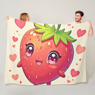 Schattig Strawberry Love Design Fleece Deken