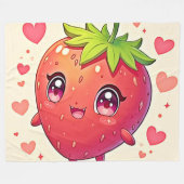 Schattig Strawberry Love Design Fleece Deken (Voorkant (Horizontaal))