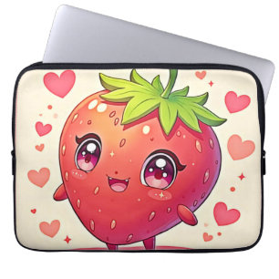 Schattig Strawberry Love Design Laptop Sleeve