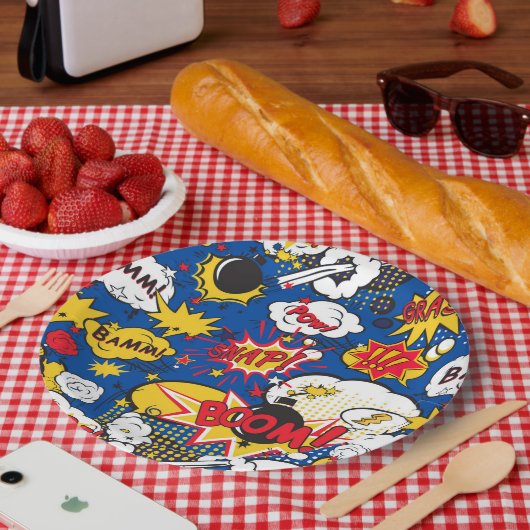 Schattig strip-patroon papieren bordje (Picknick)