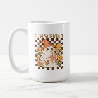 Schattig Summerween-spook met drankje, Halloween-o Koffiemok