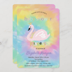 Schattig Swan Tie Dye Baby shower Kaart