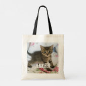 Schattig Tabby kitten kijken verrast Tote Bag (Achterkant)