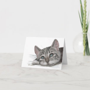 Schattig tabby poesje rustend cartoon bedankkaart