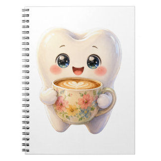Schattig Tandenheelkundig Koffieliefhebber Kawaii Notitieboek
