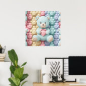 Schattig Teddy Bear Poster voor Kinderkamerdecor (Thuiskantoor)