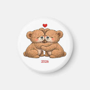 Schattig Teddybeer Koppel Verliefd – Geborduurde S Magneet