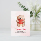 Schattig teddybeer met een rood hart dank je briefkaart (Staand voorkant)
