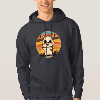 Schattig Tekenfilm Dier in Retro Zonsondergang Hoodie
