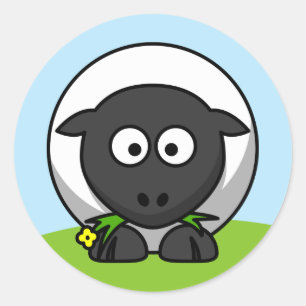 Schattig tekenfilm lam ronde sticker