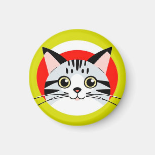 Schattig Tekenfilmkattengezicht Met Krachtig Grafi Magneet