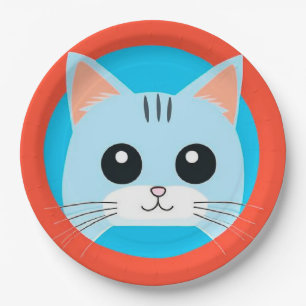 Schattig Tekenfilmkattengezicht Papieren Bordje
