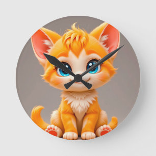 Schattig Tekententje Oranje Katje Ronde Klok