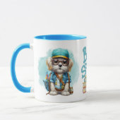 Schattig terug naar school hond dragen rugzak mok (Links)