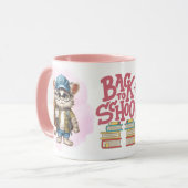 Schattig terug naar school kat dragen rugzak mok (Voorkant links)