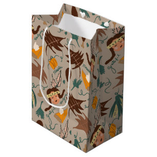 Schattig Thanksgiving-pelgrim meisje herfstgroen M Medium Cadeauzakje