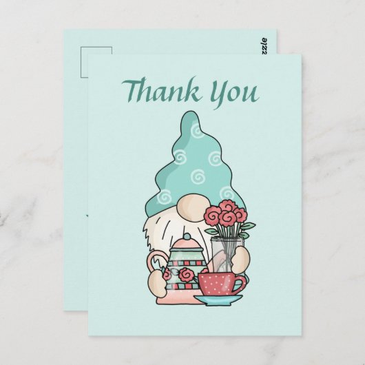 Schattig theehuis dank je kabouter briefkaart (Voorkant / Achterkant)