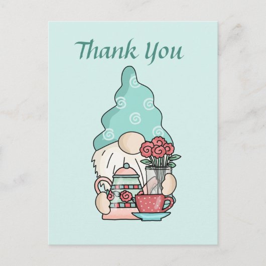 Schattig theehuis dank je kabouter briefkaart (Voorkant)