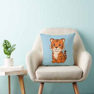 Schattig Tijgerwelpje op Blauw Kussen