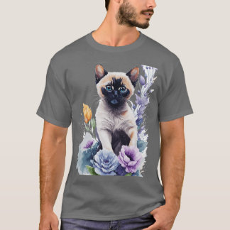 schattig tonkinese kitten voor de bloemen levendig t-shirt