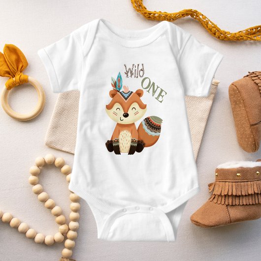 Schattig Tribal Baby Fox Wild One Romper
