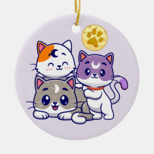 Schattig trio: drie Schattigee katten Keramisch Ornament