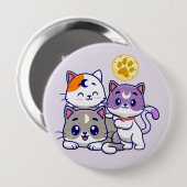 Schattig trio: drie Schattigee katten Ronde Button 4,0 Cm (Voorkant /achterkant)