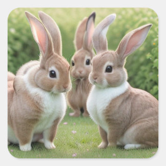Schattig Trio van Bunnies Vierkante Sticker