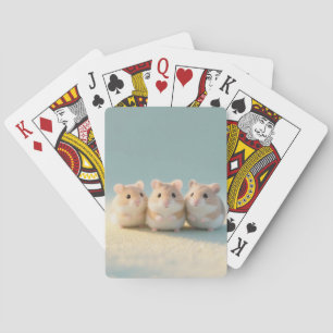 Schattig trio van muizen pokerkaarten