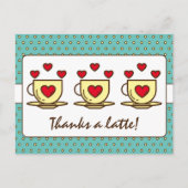 Schattig Turkoois Blauw Dank Je Wel Latte Koffie B Briefkaart (Voorkant)