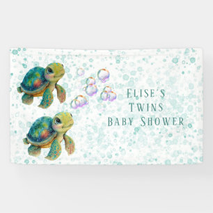 Schattig Turtle and Bubbles Baby shower Twins Spandoek