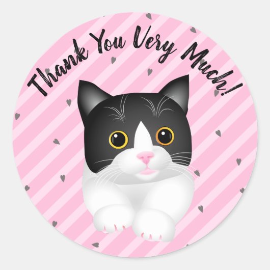 Schattig Tuxedo Kitten Dank u Ronde Sticker (Voorkant)