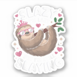Schattig Tween Meisje Grappig Dier Luiaard Slay Me Sticker