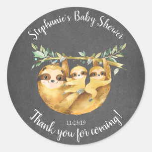 Schattig Twins Sloth Baby shower Favor Sticker