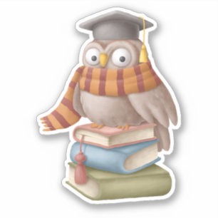 Schattig uil schoolboek leuk lezen sticker