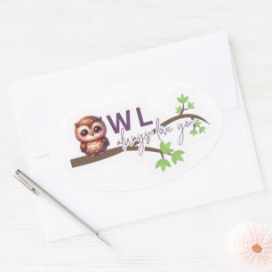 Schattig uilenontwerp ovale sticker