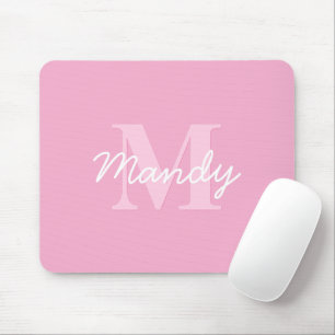 Schattig Uitziende Cursieve Naam & Monogram Roze Muismat