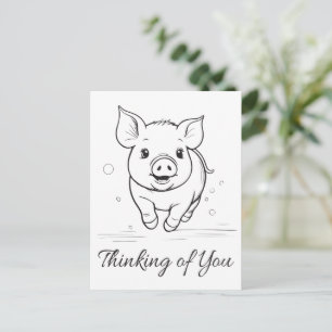 Schattig varken dat aan je denkt, mis je, biggetje briefkaart