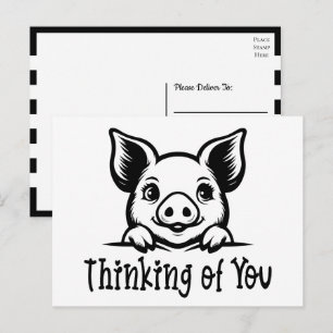 Schattig varken dat aan je denkt, mis je, roze big briefkaart