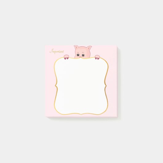 Schattig varken en gepersonaliseerde tekst post-it® notes (Voorkant)