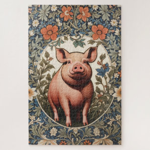 Schattig varken geïnspireerd door William Morris Legpuzzel