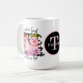 schattig varken liefhebbers meisje toevoegen monog koffiemok (Voorkant links)