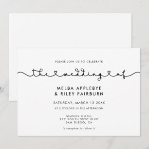 Schattig verbindend hart lettertype bruiloft kaart