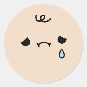 Schattig Verdrietig Gezicht Met Traan Doodle Ronde Sticker