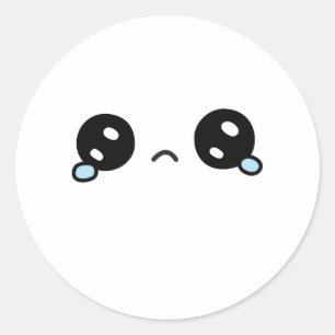 Schattig Verdrietig Gezicht Tranen Opwellend Ronde Sticker