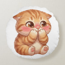 Schattig verlegen oranje katje blozend canvas wand