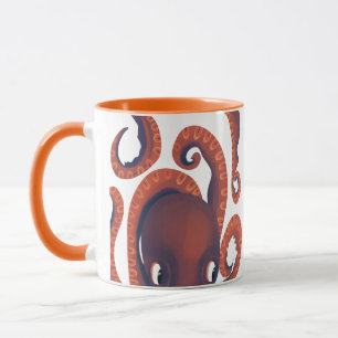 Schattig verlegen Sinaasappel gluren octopus Zee l Mok