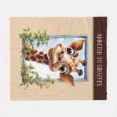 schattig verslaafde giraffe voeg tekst dierlijke o fleece deken (Voorkant (Horizontaal))