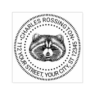 Schattig Vet Wasberen Gezicht Naam Retouradres Zelfinktende Stempel
