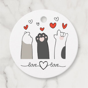 Schattig Vette Kat Vinger Hart Teken Bedankjes Labels